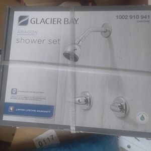 Glacier Bay Aragon Chrome Shower Set – Trim Kit Valve Handles Showerhead NEW